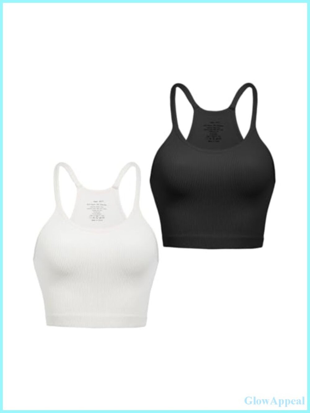 Ribbed Seamless Racerback Crop Tank Top for Yoga Gym Workout